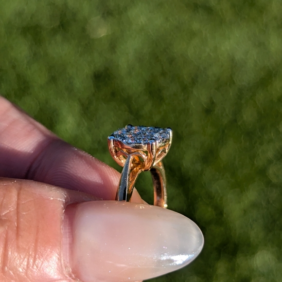18K Rose Gold Diamond Cluster Round Engagement Ring - Picture 5 of 8